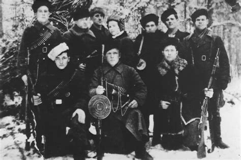 Group Portrait Of Soviet Partisans Who Are Members Of The Shish