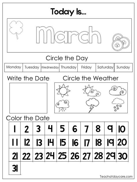 Kindergarten Printable Calendar Printable Word Searches