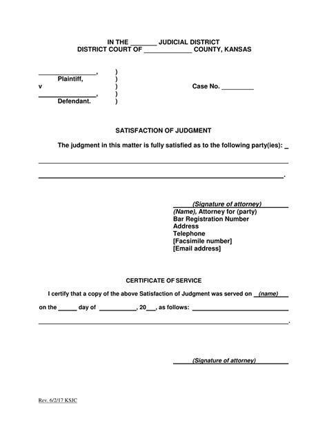 Kansas Satisfaction Of Judgment Fill Out Sign Online And Download