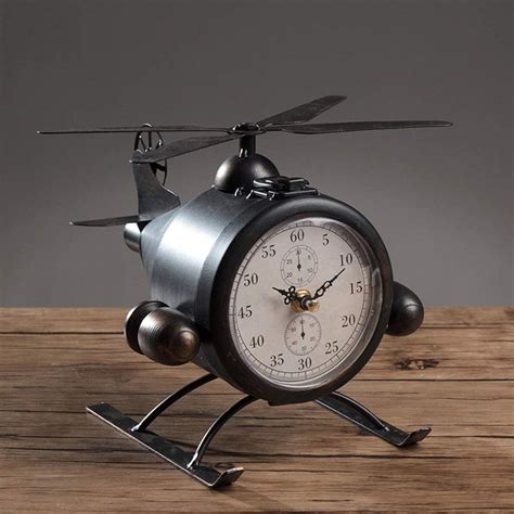 Wwff Retro Nostalgic Wrought Iron Airplane Clock Table Clock Creative