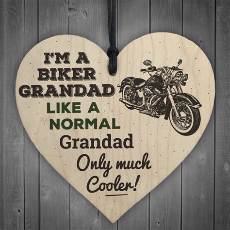 Biker Grandad Hanging Heart Plaques Sign Funny Motorcycle Ts