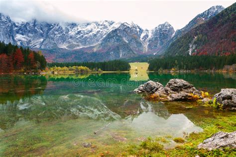 Lake Fusine Lago Di Fusine Mountain Lake In North Italy Stock Photo