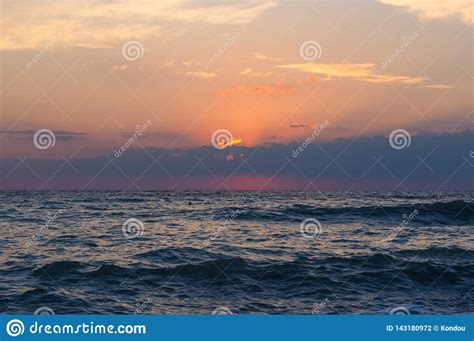 Amazing Sea Sunset The Sun Waves Clouds Stock Photo Image Of Coast