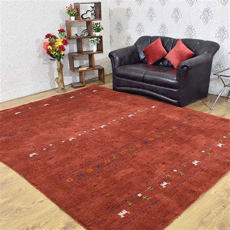 Rugsotic Carpets Hand Knotted Loom Contemporary Silk Mix Area Rug Red