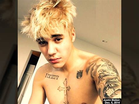 See Pic Justin Bieber Shows Off New Blonde Hair In Shirtless Selfie