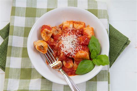 Sausage Stuffed Potato Gnocchi With Simple Tomato Sauce Italian Food