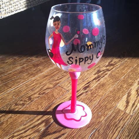 Mommy S Sippy Cup Handpainted Wine Glass