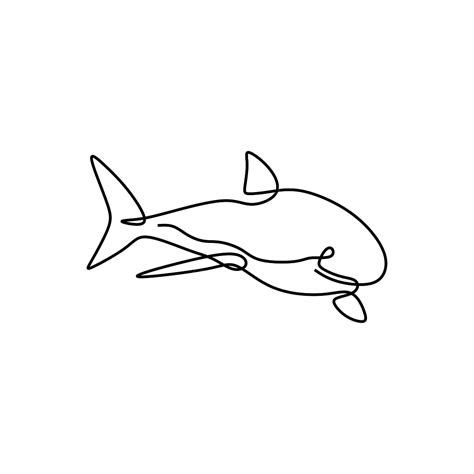 Gambar Ikan Hiu Satu Gambar Garis Desain Siluet Logo Vektor Ilustrasi