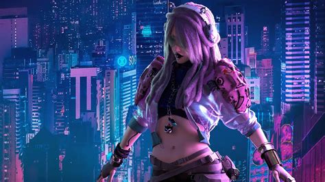 Customize and personalise your desktop, mobile phone and tablet with these free wallpapers! Cyberpunk City Girl