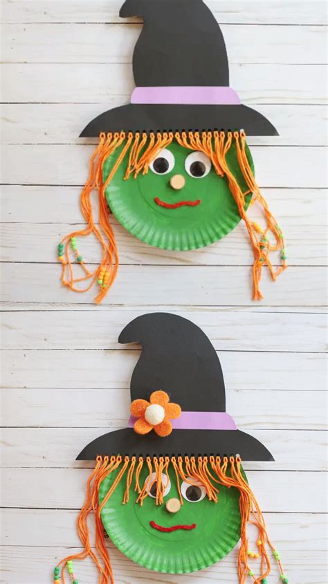 Paper plate witch craft for kids | Halloween crafts for kids, Halloween