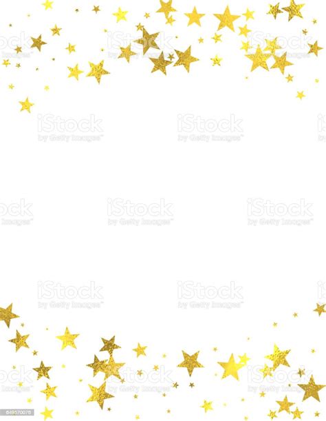 Gold Glittering Foil Stars On White Background Stock Illustration
