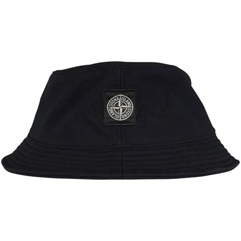 Stone Island Black Logo Bucket Hat Men From Brother2brother Uk