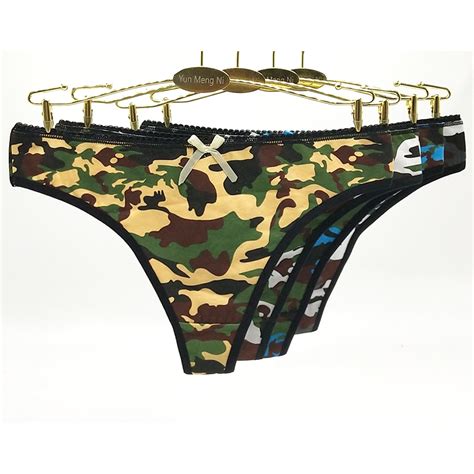 lot of 12 camo low rise cotton thong lady panties sexy army color women underwear lady g string