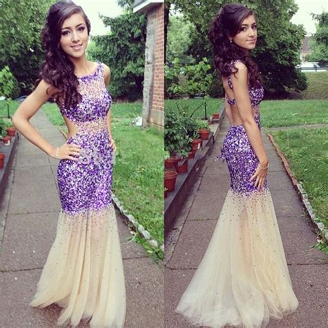 sexy purple prom dresses 2017 scoop neck backless tank evening gown luxury crystal beading