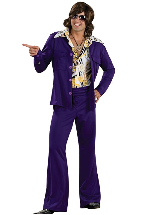 1970s Disco Velvet Leisure Suit Men Adult Costume Purple Ebay