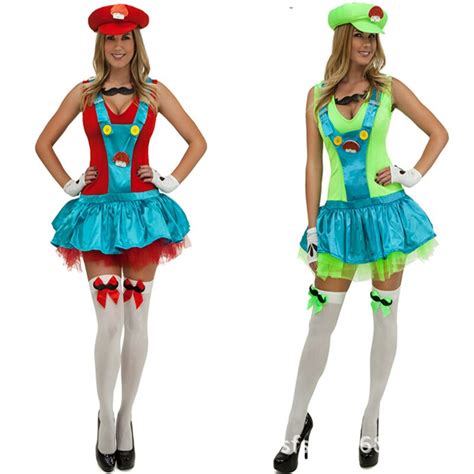 New Arrive Free Shipping Cosplay Super Mario Costumes For Womenhalloween Costumes Two Colors On