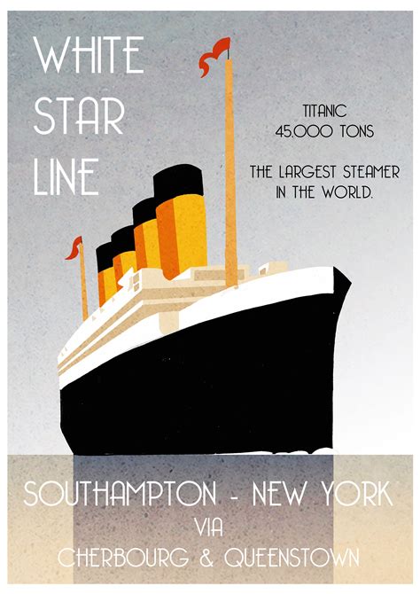 Titanic Print Art Deco Poster 1912 Titanic White Star Line Etsy Uk