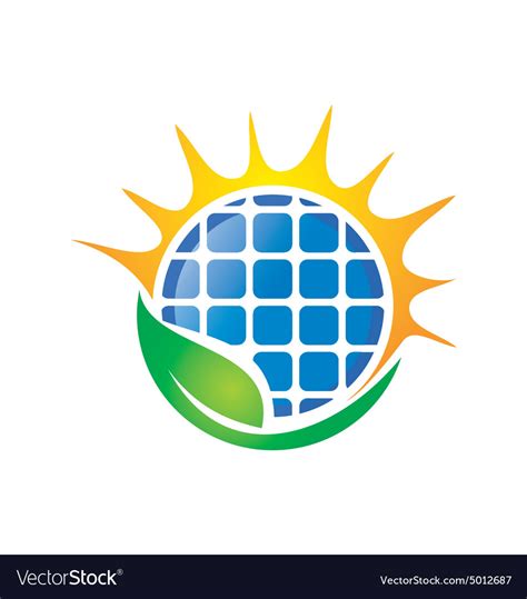 Eco Solar Energy Logo Royalty Free Vector Image