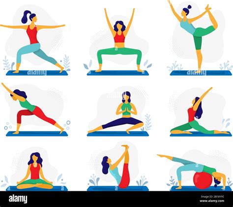 Yoga Exercise Fitness Therapy Healthy Stretch Yoga Poses And Woman Treatment Stretching