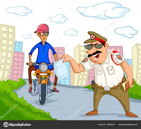 India Traffic Police Vector Illustration Stock Vector Image By