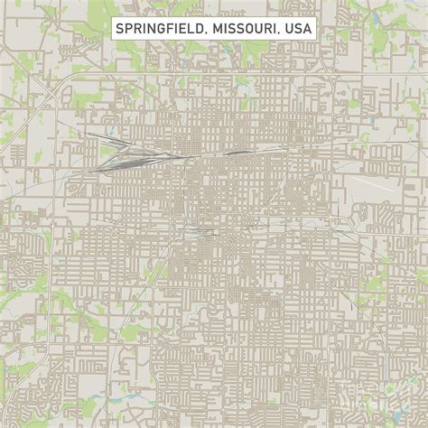 Springfield Missouri Us City Street Map Digital Art By Frank Ramspott