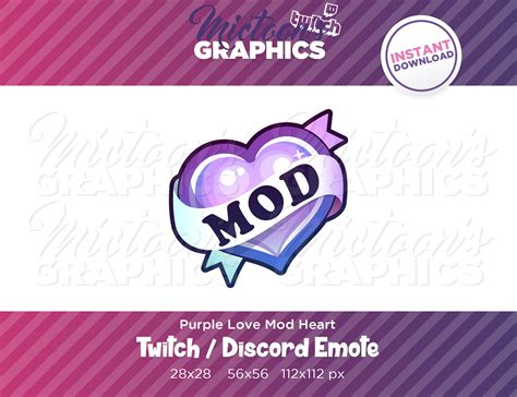 Twitch Mod Love Emote Heart Streamer Graphics Discord Etsy Uk