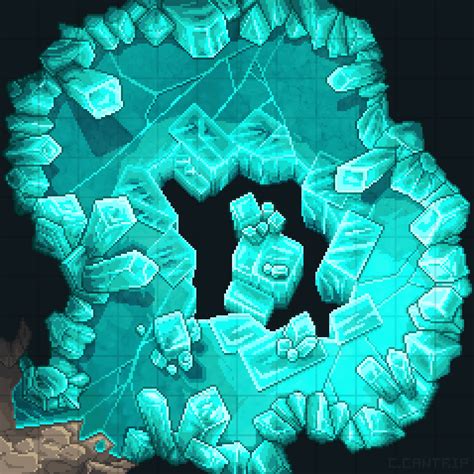 12x12 Pixel Art Geode Cave Battlemap Cave Crystals Rfantasymaps