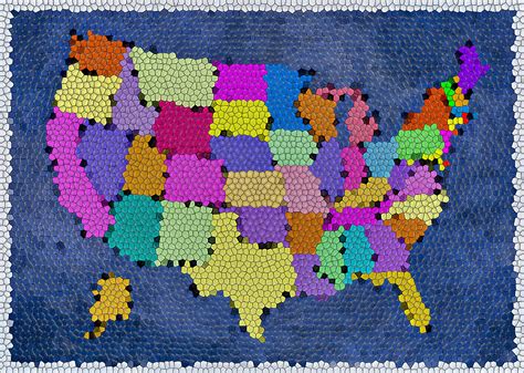 Mosaic Us Map Digital Art By Nina Bradica Fine Art America