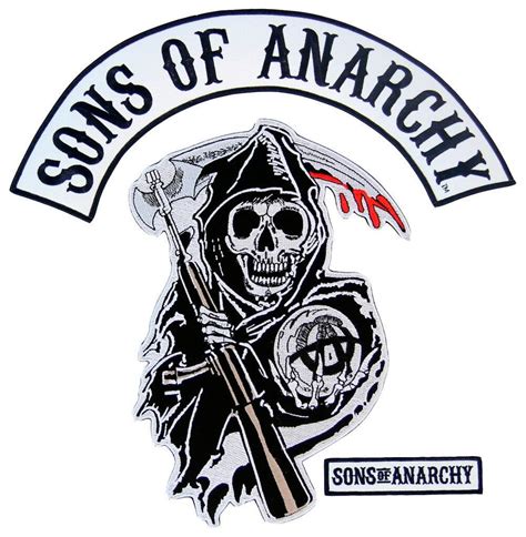 Sons Of Anarchy Text And Arched Reaper Logo Patch Set Sons Of Anarchy