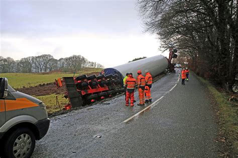 Wind Turbine Lorry Overturns In Horror Crash Causing Traffic Chaos On