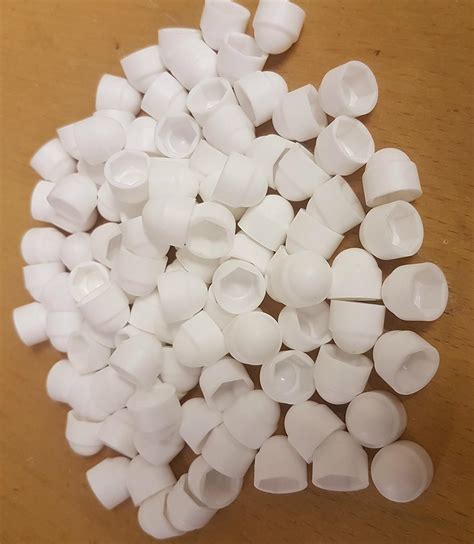 White Plastic Dome Hex Head Bolt Nut Protection Caps Cover Hexagon 01