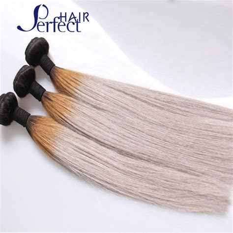 Hot Sale Silver Grey Ombre Human Hair Extensions 3 Pcs 1b Grey Straight