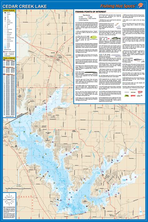 F125 cedar creek lake (hard copy) fishing map (with gps). Cedar Creek Lake Fishing Map