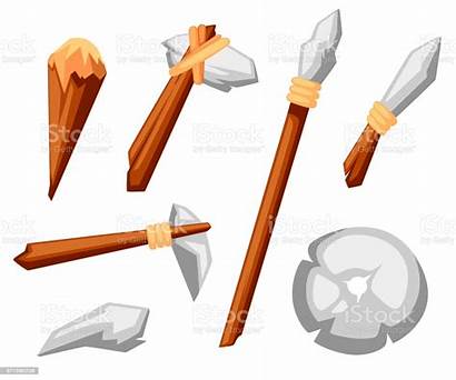 Stone Age Spear Axe Tools Primitive Vector