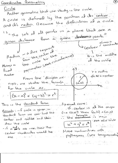 Coordinate Geometry Circles Alevelmathematicsnotes