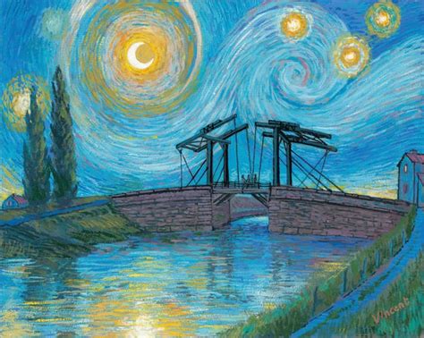 Starry Night With Drawbridge At Arles Is A Hand Embellished Giclée On