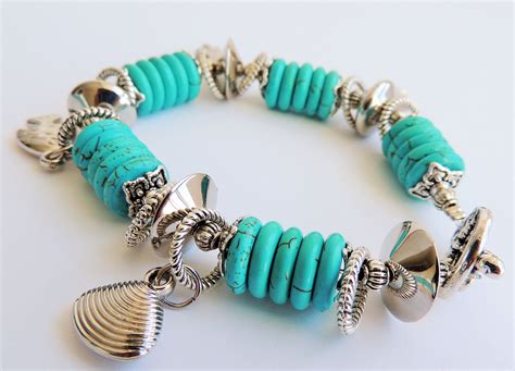 Turquoise Bracelet With Charms And Toggle Clasp Bracelet With Charms