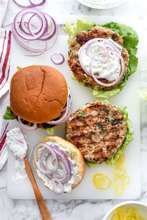 Greek Turkey Burgers With Tzatziki Sauce Greek Turkey Burgers