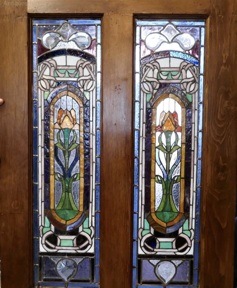 Antiques Atlas Victorian Art Nouveau Stained Glass Panel Door