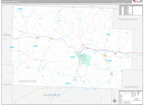 Coshocton County Oh Wall Map Premium Style By Marketmaps