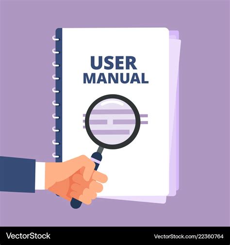 User Manual With Magnifying Glass Guide Royalty Free Vector Riset