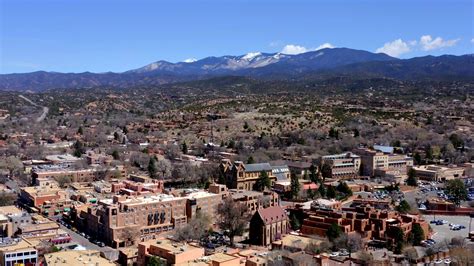 Santa Fe New Mexico Skyline By Overhead Aerial Drone Stock Video