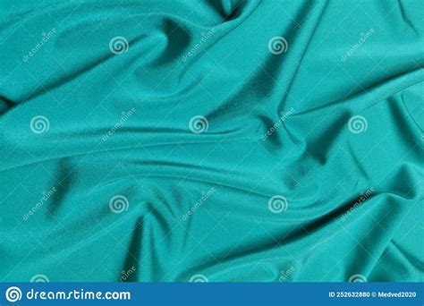 Blue Crepe Satin Crumpled Or Wavy Fabric Texture Background Abstract Linen Cloth Soft Waves