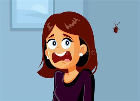 Los Hombres Tienen Miedo De Historieta De La Cucaracha De Los Insectos