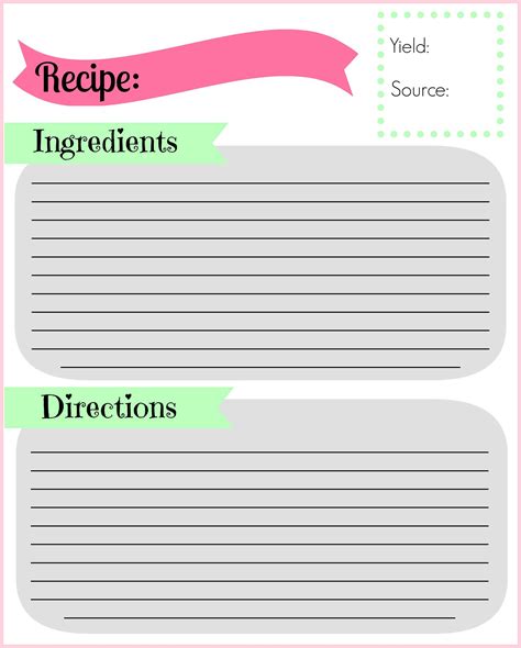 Blank Recipe Card Template For Word Cards Design Templates