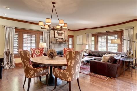 The conceived interior must be fully adapted to people's needs and lifestyles to correspond to the chosen style. Tudor revival-combined living/dining area - Craftsman ...