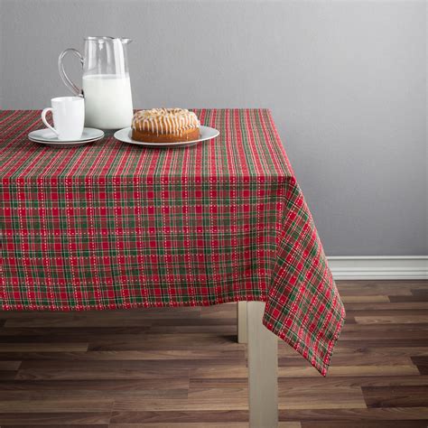 Mainstays Red And Green Plaid Tablecloth 60 X 102 Cotton Polyester