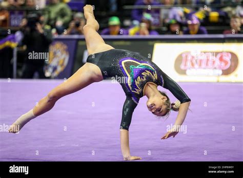 february 18 2022 lsu s olivia dunne performs her floor routine during ncaa gymnastics action