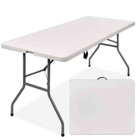 Cozybox Plastic Folding Table Centerfold Picnic Table Bi Fold White Plastic Table For