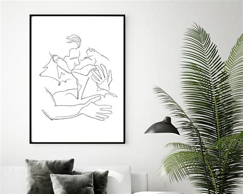 Gay Couple Kissing Print Minimal Nude Line Drawing Wall Art Etsy